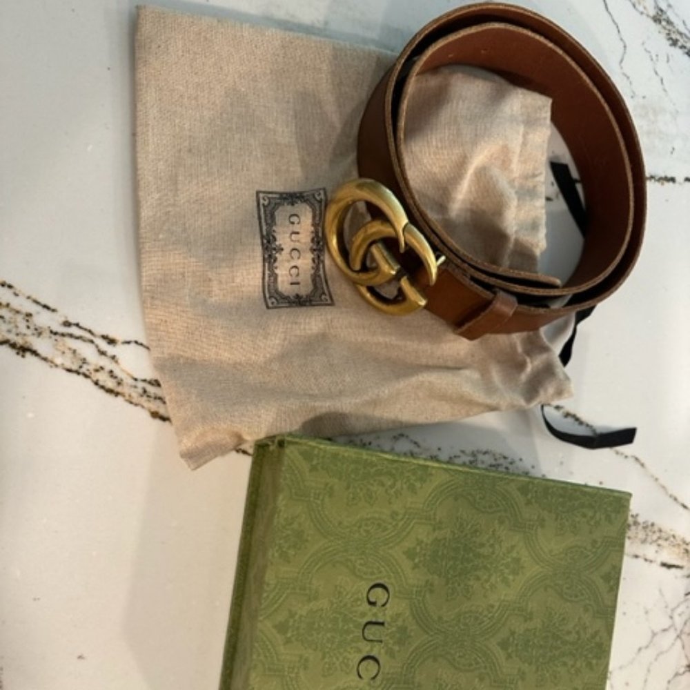 Gucci Brown Leather Double G Belt